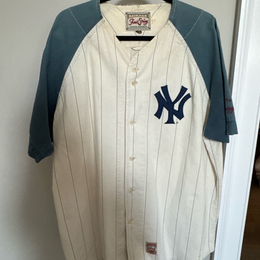 Mitchell & Ness Yankees Cream and Blue Jersey
